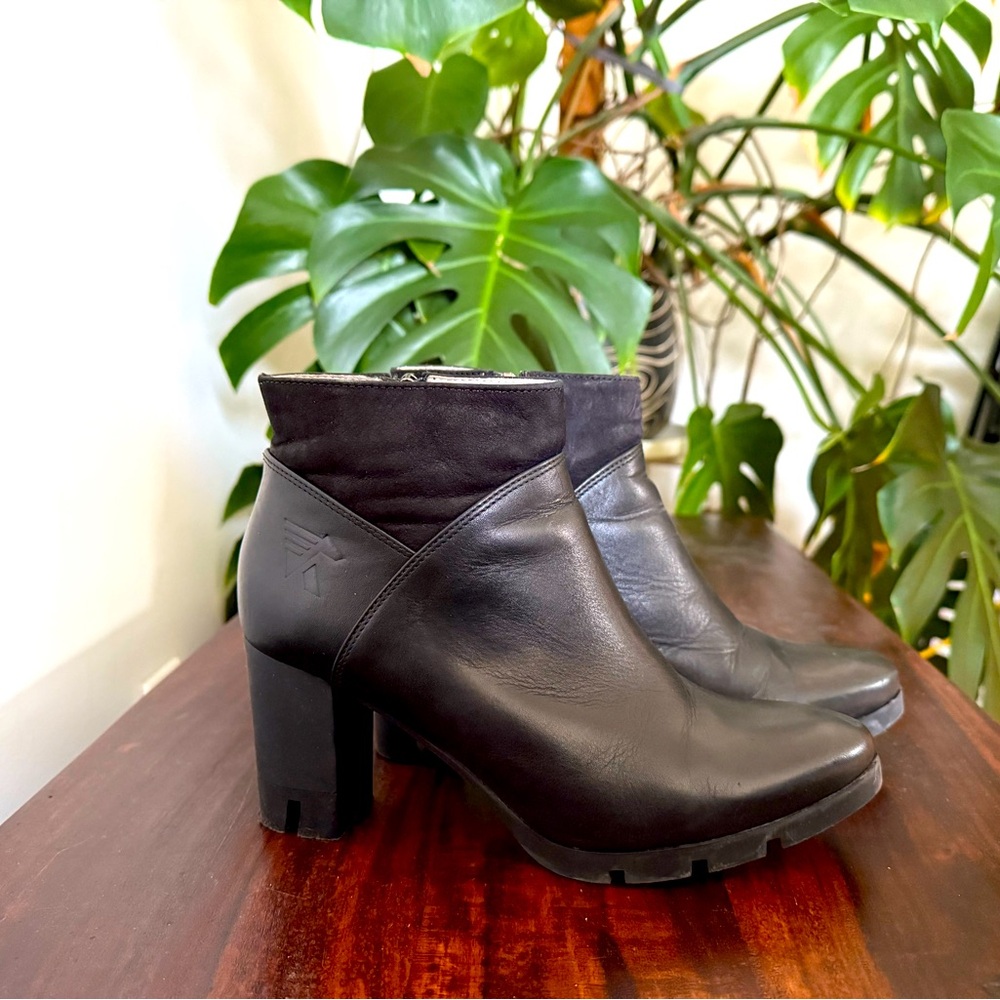 Genuine leather high heel booties size 39